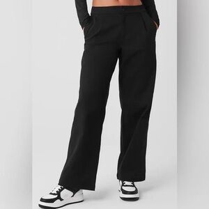 Alo Yoga High Waist Road Trip Trouser Pants Black Wide Leg Medium